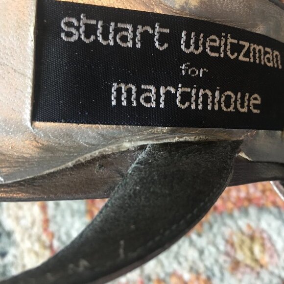 STUART WEITZMAN Vintage Silver Leather Crystals Mesh Slingback Pumps Heels 7N - Picture 16 of 16